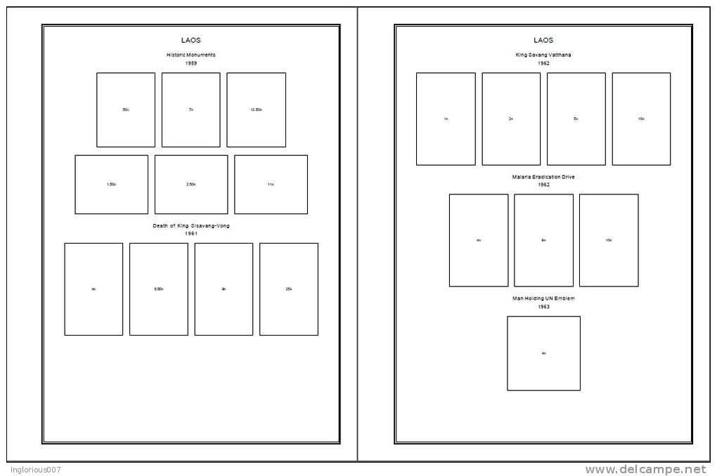 LAOS STAMP ALBUM PAGES 1951-2011 (346 Pages) - Anglais