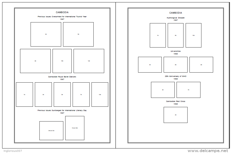 CAMBODIA STAMP ALBUM PAGES 1951-2007 (394 Pages) - Inglese