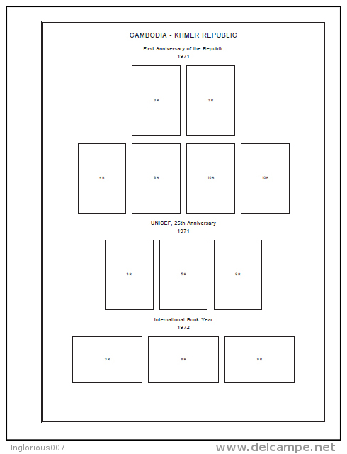 CAMBODIA STAMP ALBUM PAGES 1951-2007 (394 Pages) - Engels