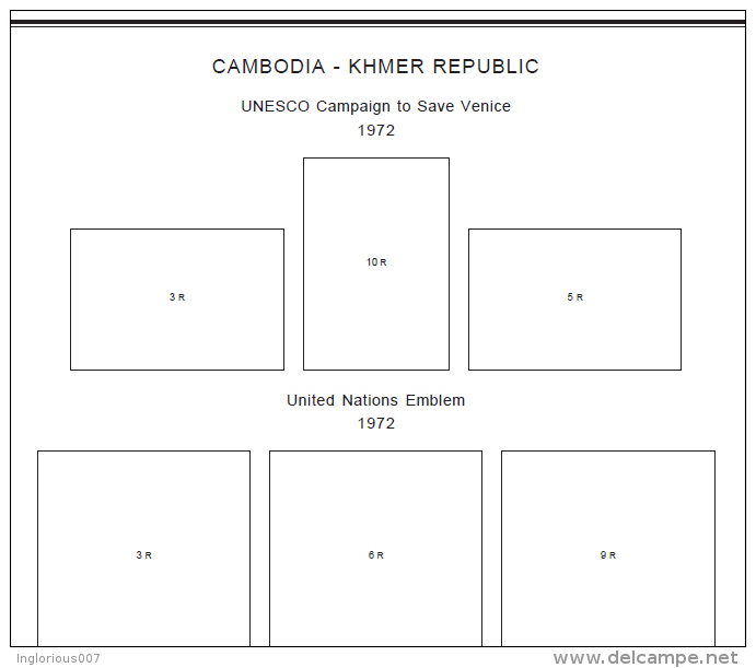 CAMBODIA STAMP ALBUM PAGES 1951-2007 (394 pages)