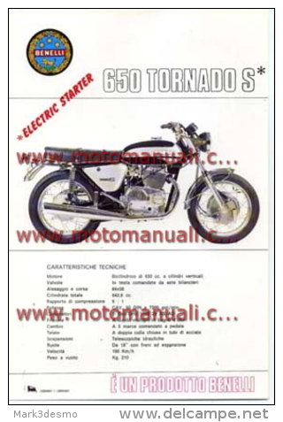 Benelli 650 TORNADO S AVVIAMENTO ELETTRICO 1972 Depliant Originale Genuine Factory Brochure Prospekt - Motorräder