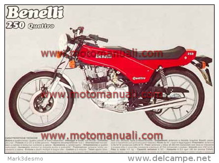 Benelli 250 QUATTRO Depliant Originale Genuine Factory Brochure Prospekt - Motos