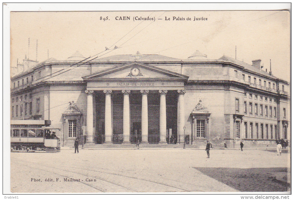 CPA 14 CAEN PALAIS DE JUSTICE TRAM - Caen