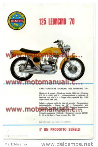 Benelli 125 LEONCINO 1970 Depliant Originale Genuine Factory Brochure Prospekt - Moto