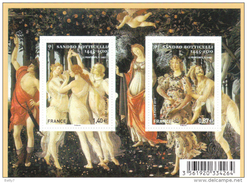 FRANCIA  2010 BOTTICELLI LA PRIMAVERA - BF INTEGRO - Unused Stamps