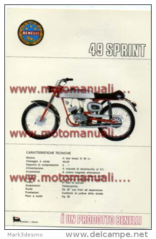 Benelli 49 SPRINT 4V 1971 Depliant Originale Genuine Factory Brochure Prospekt - Motos