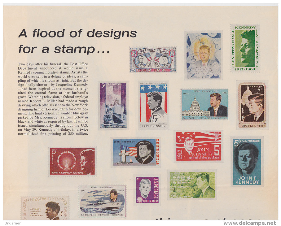 The big boom in JFK stamps, John F. Kennedy, Magazine pages from 1965-1966