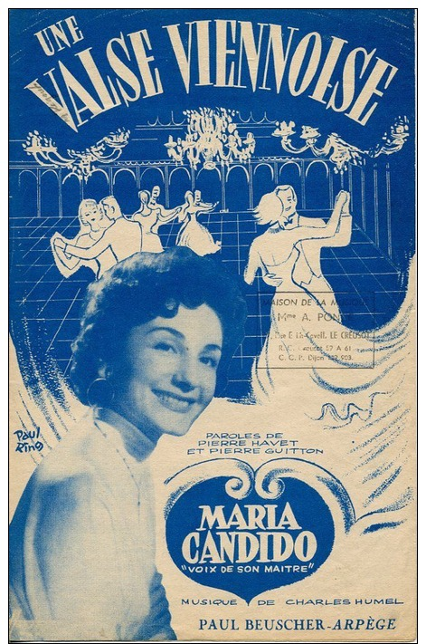 40-60 PARTITION MARIA CANDIDO UNE VALSE VIENNOISE HAVET GUITTON CHARLES HUMEL 1954 ACCORDÉON - Autres & Non Classés