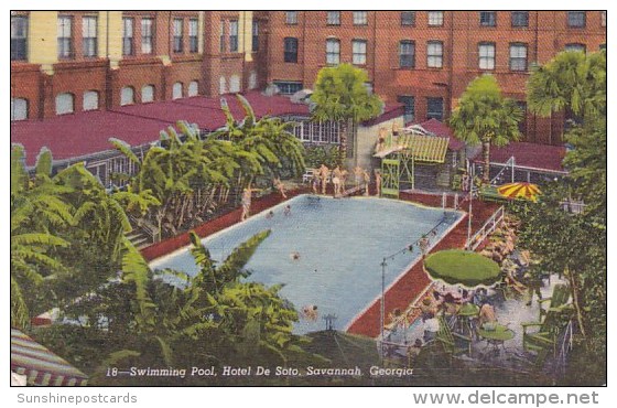 Swimming Pool Hotel De Soto Savannah Georgia 1955 - Savannah