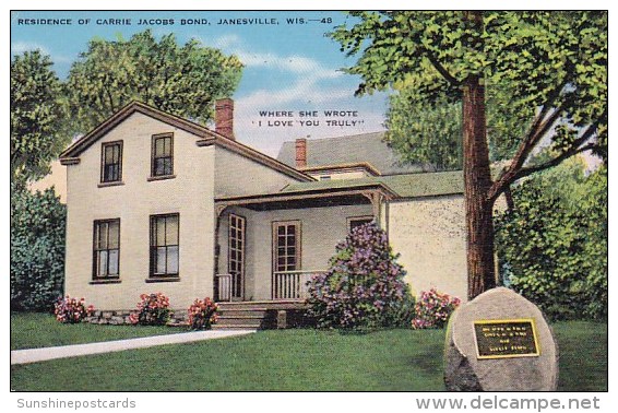 Residence Of Carrie Jacobs Bond Janesville Wisconsin 1946 - Janesville