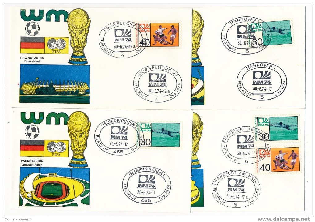 ALLEMAGNE - 49 enveloppes - Oblitérations temporaires pour tous les matchs Coupe du Monde + FDC - 1974