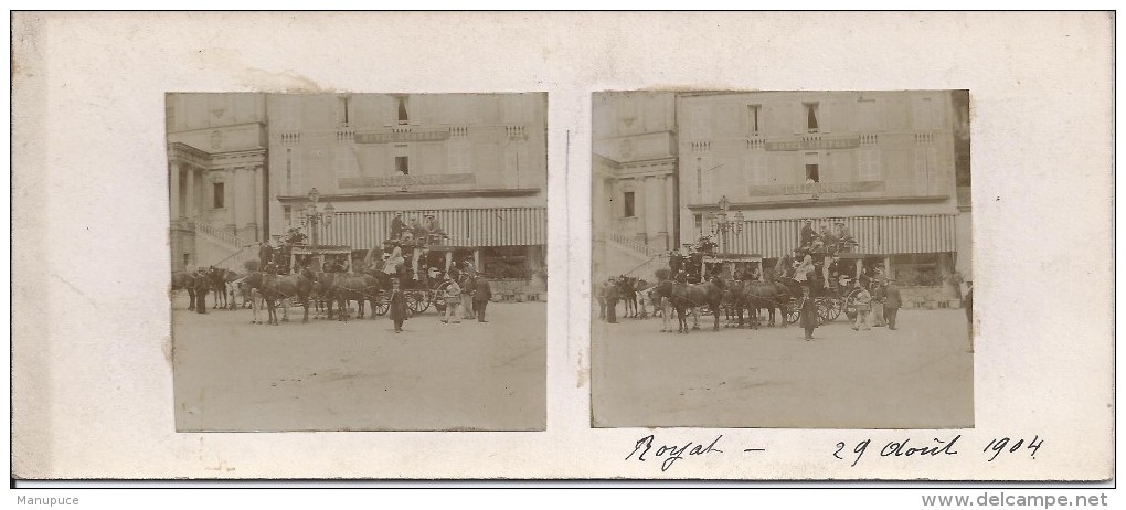 Carte Photo  Stereo  Royat Diligence Hotel   1904 - Royat