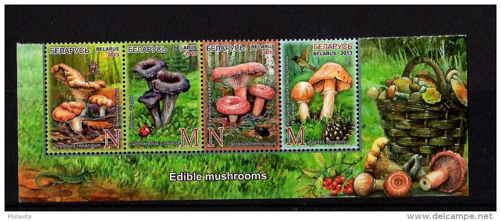 2013 Belarus / Weissrussland - Eadable Mushrooms / Pilze  -strip Of 4 V  Paper - MNH** - Pilze