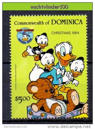 Msl199z WALT DISNEY DONALD BEER TEDDY BEAR CHRISTMAS DOMINICA 1984 PF/MNH - Disney