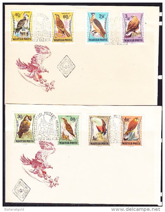 Hungary 1962 Birds Of Prey TWO First Day Covers Unaddressed - FDC