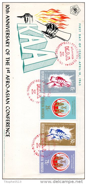 INDONESIE. N°407-10 De 1965 Sur Enveloppe 1er Jour (FDC). Conférence Afro-asiatique. - Indonesia