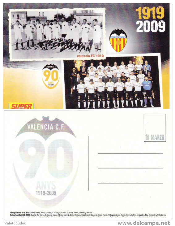 CP FOOTBALL   FC VALENCIA (ESPAGNE) 1919-2009 - Kleding, Souvenirs & Andere