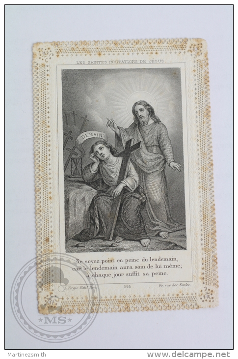 Antique Paper Lace Holy Card - Jesus - Holy Lace L. Turgis, Paris - Imágenes Religiosas