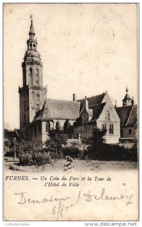 Veurne 6 CPA   Station Stoomtram Tram à Vapeur        Processie        Grote Markt         Toren V Stadhuis1903 - Veurne