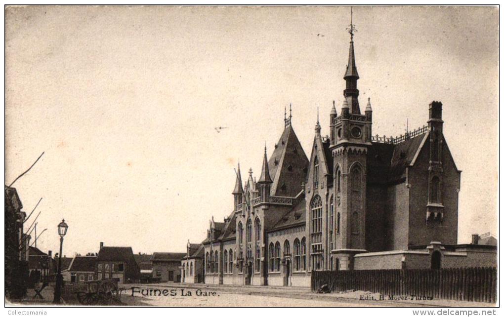 Veurne 6 CPA   Station Stoomtram Tram à Vapeur        Processie        Grote Markt         Toren V Stadhuis1903 - Veurne