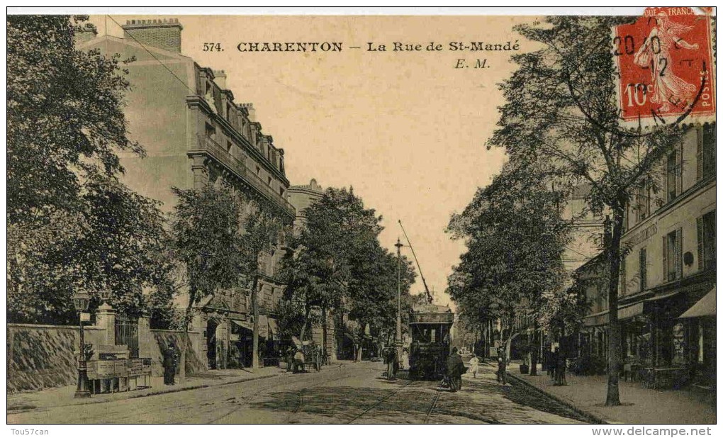 CHARENTON - VAL DE MARNE  (94)  -  PEU COURANTE CPA ANIMEE + TRAMWAY  . - Charenton Le Pont