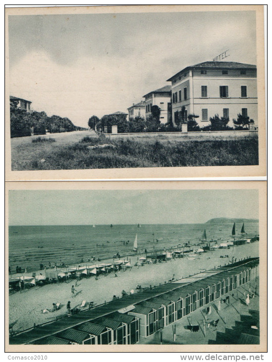 CARTOLINA D'EPOCA   DI RICCIONE VIALE D'ANNUNZIO E CABINE E TENDE ALLA SPIAGGIA  COM'ERA ANNI 30 - Rimini