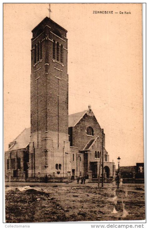 Zonnebeke    3 CPA     Ieperstr   Kerk   Foto's Zonnebeke - Zonnebeke