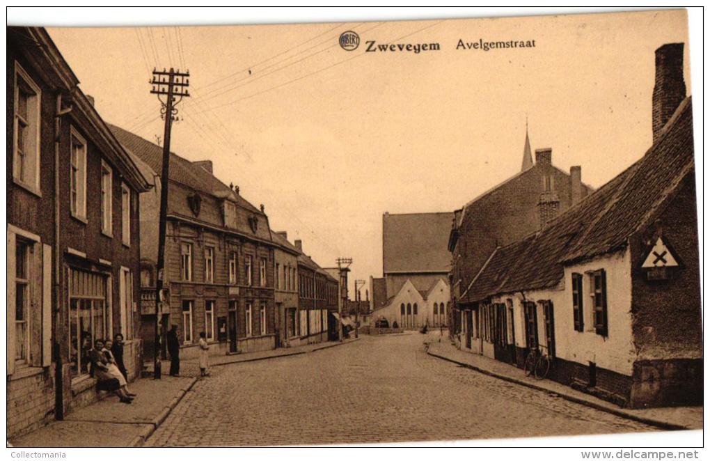 Zwevegem  4 CPA Ootegemstr Café Damier    Avelgemstr Overweg Ootegemstr    De Plaats - Zwevegem