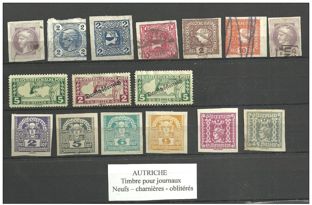 AUTRICHE 16 Timbres Pour Journaux Tout état Cote Y &T 6,25 € - Collections (sans Albums)