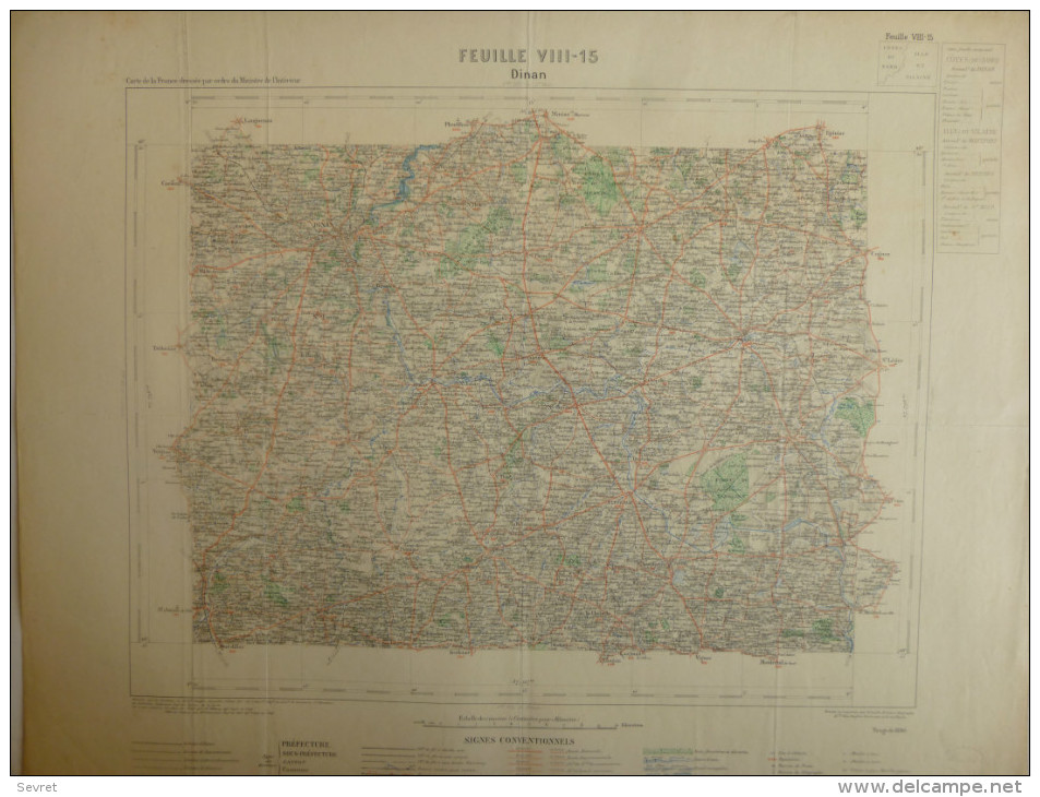 DINAN - Carte De La France Dressée Par Ordre Du Ministère De L´IntérieurCarte Couleur Au 1/100.000. - Landkarten