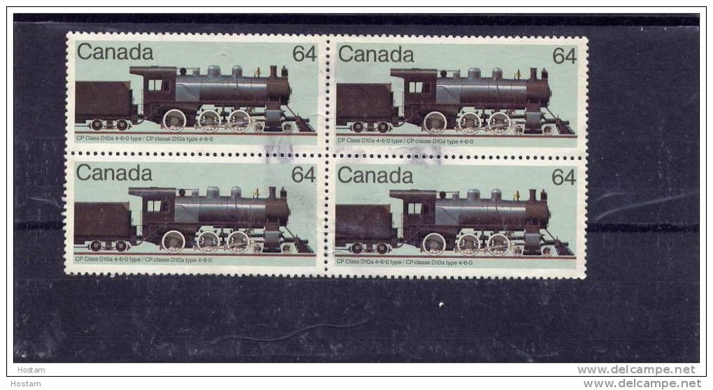 CANADA 1985, USED #1039,CANADIAN LOCOMOTIVES- 2, Random Block - Oblitérés