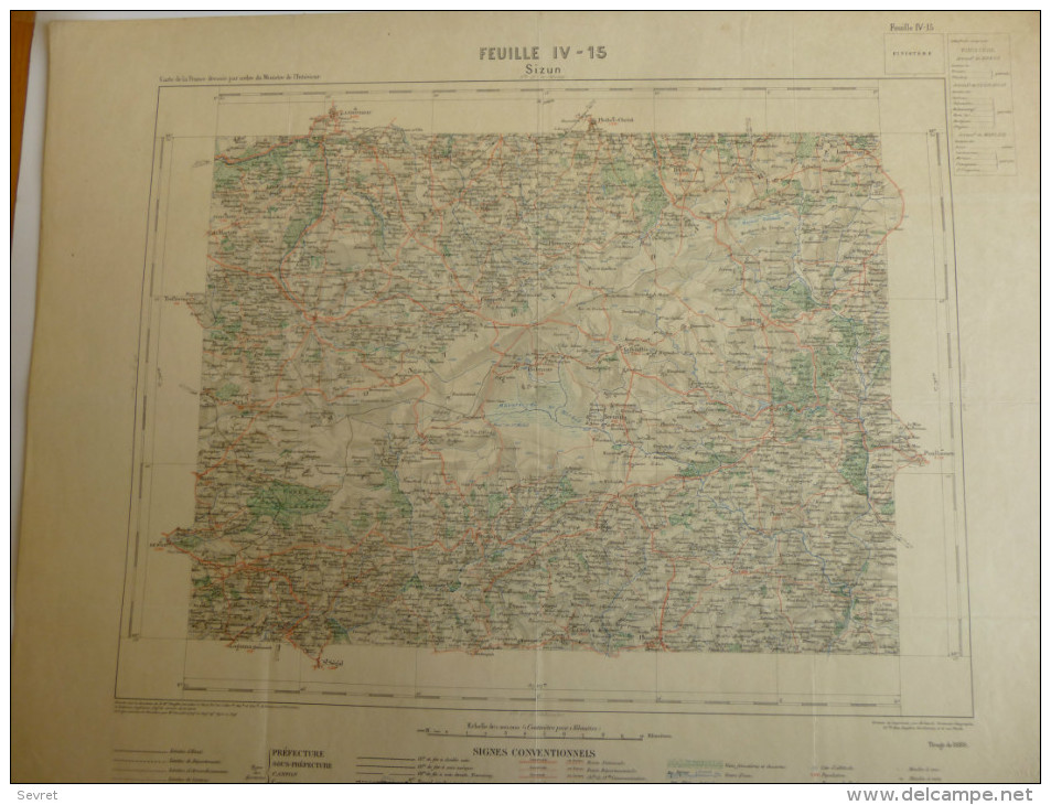 SIZUN - Carte De La France Dressée Par Ordre Du Ministère De L´Intérieur. Carte Couleur Au 1/100.000. - Landkarten