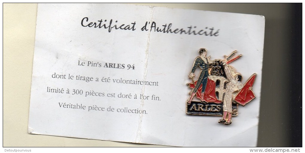 Pin's Double Moule TAUROMACHIE / CORRIDA-  FERIA DE ARLES 1994-94 Avec Certificat 300 Exemplaires Seulement - Stierkampf