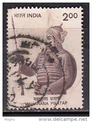 India Used 1998, Maharana Pratap, Rajput Leader, War Costume, Spear, (sample Image) - Used Stamps