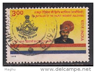 India Used 1998, 2nd Battalion, Rajput Regiment, Coat Of Arms And Soldier, Army, Militaria  (sample Image) - Used Stamps