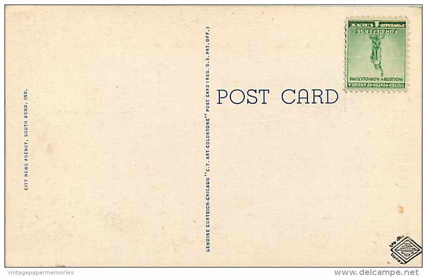 225299-Indiana, South Bend, Michigan Street, Business Section, Linen Postcard, Curteich 9A-H1954 - South Bend