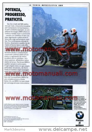 BMW PRODUZIONE - PRODUCTION 1989 Depliant Originale Genuine Motorcycle Factory Brochure Prospekt - Motos