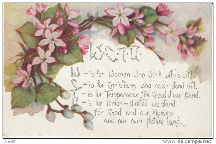 WCTU Womens Christian Temperance Union, Anti- Drinking Organization Social Commentary C1910s Vintage Postcard - Gesundheit