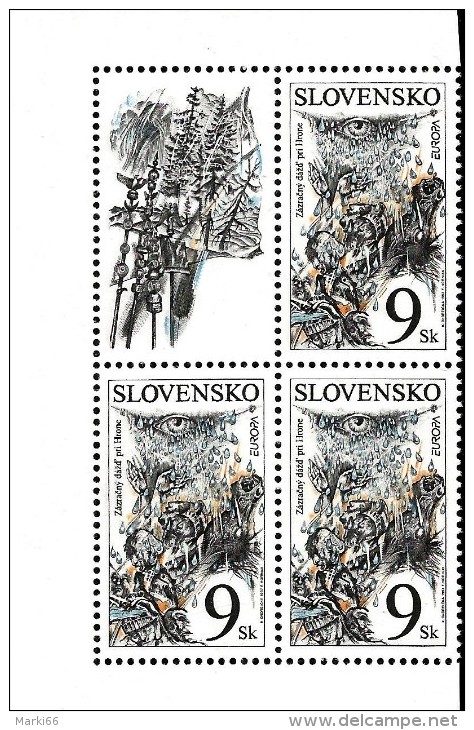 Slovakia - 1997 - Europa CEPT - Tales And Legends - Mint Corner Block With Coupon (type A) - Nuevos