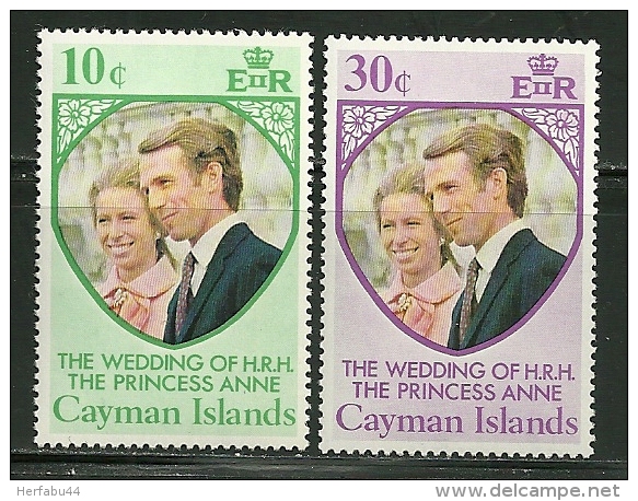 Cayman Islands     "Princess Anne's Wedding"   Set    SC# 320-21  MNH** - Cayman Islands