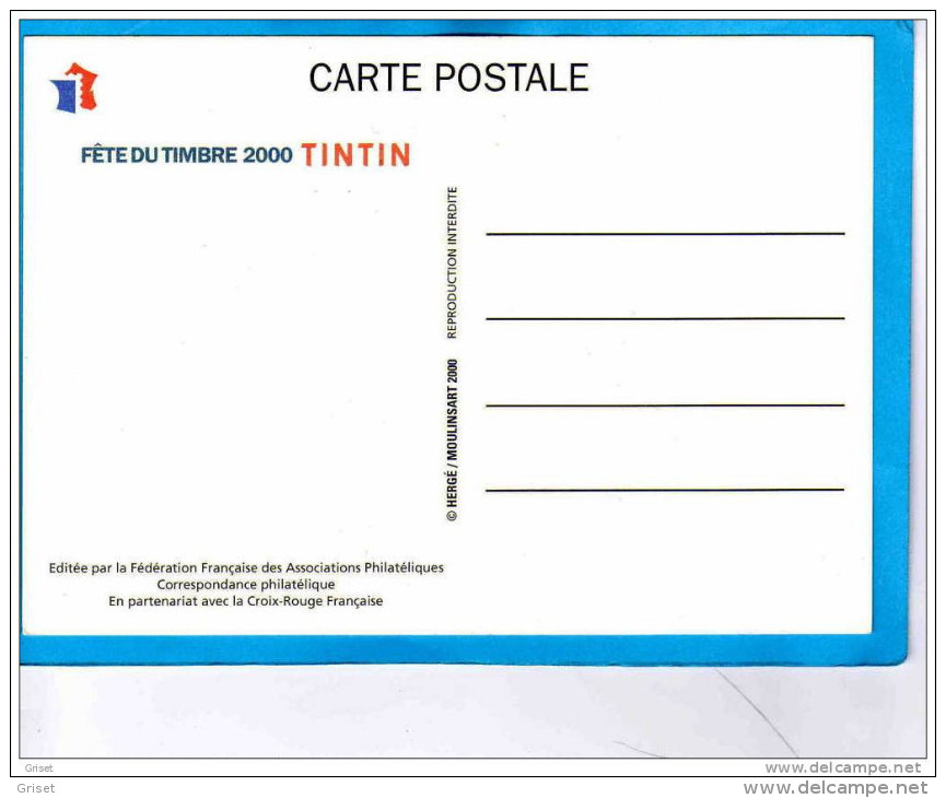 Tintin -la Castafiore-carte De La Fête Du Timbre 2000- Partenariat Croix Rouge - Hergé