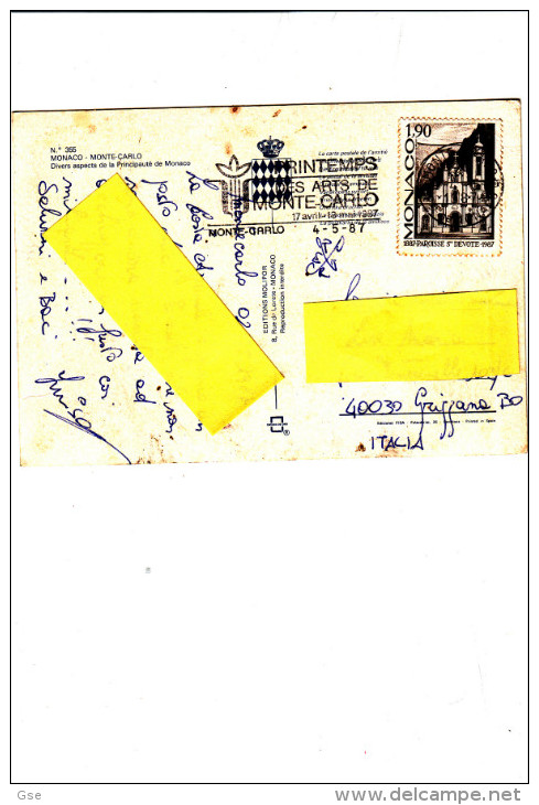 MONACO  1987 --  Annullo Meccanico Illustrato - Primavera Delle Arti A Montecarlo - Brieven En Documenten