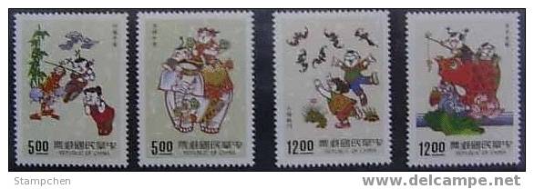 1992 Auspicious Stamps Elephant Bat Firecracker Fish Lotus Fishing Fairy - Bats