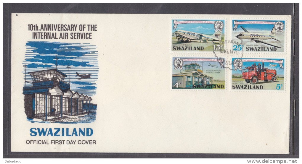 SWAZILAND: First Day Cover, 1975 10th Anniversary Of Internal Air Service - Swaziland (1968-...)