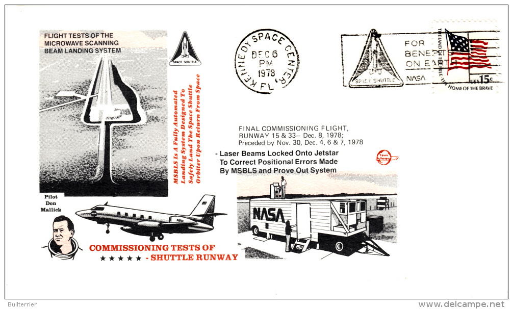 SPACE -   USA - 1978 -  SHUTTLE MSBLS  TEST COVER WITH KENNEDY SPACE CENTRE  DEC 6 POSTMARK - Etats-Unis