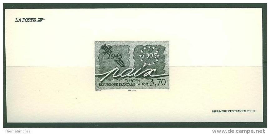 GRA2941 EUROPA Paix Et Liberté Barbelé Glaive 2941 à 2942 France 1995 Gravure Officielle - Documents De La Poste