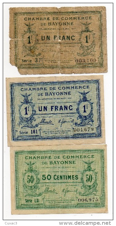 64 - Bayonne- 2 Billets De 1 Francs Et 1 Billet De 50 Centimes 1924 - Cámara De Comercio