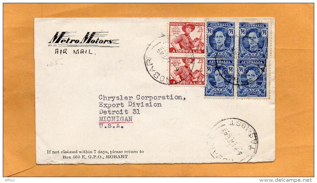 Australia Old Cover Mailed To USA - Covers & Documents