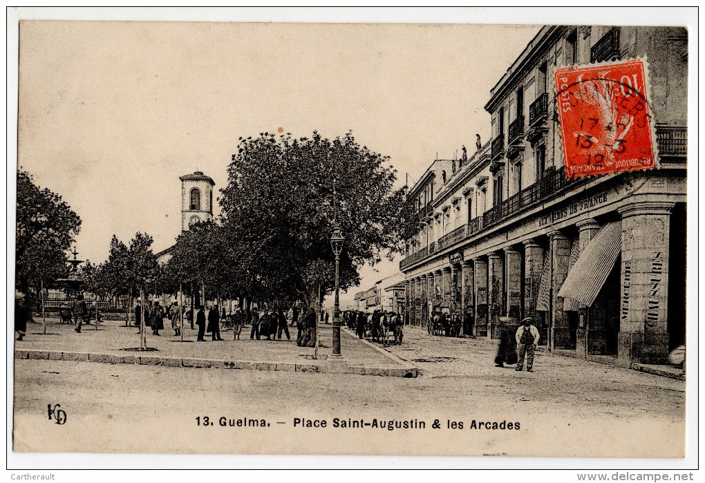 Cpa " GUELMA - Place Saint-Augustin Et Les Arcades " TRES RARE ! 1912 - Guelma