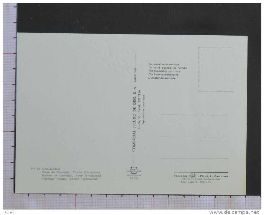 CASA DE CARVAJAL - TORRE - NOCTURNA - CÁCERES - 2 Scans (Nº08982) - Cáceres